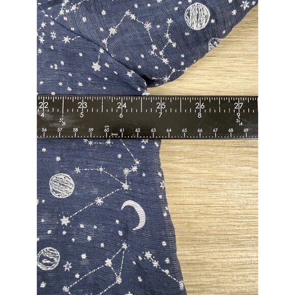 Anthropology Top Sz XL Blue Organza Tie Neck Space Blouse Sheer Astrology Career - Picture 9 of 10